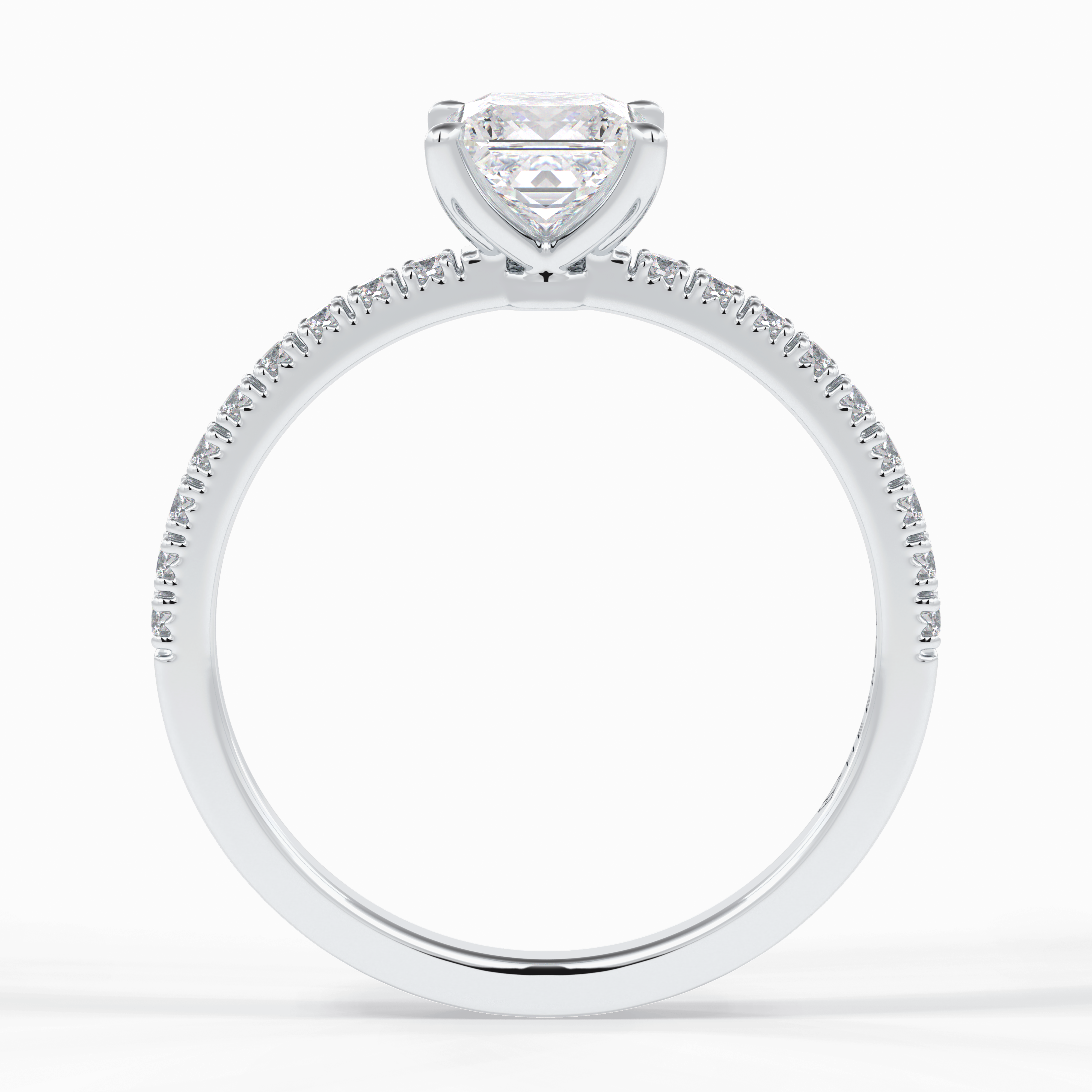 Gleaming Pinnacle 0.75 Carat Princess VS1 Lab-Grown Pave Engagement Ring in 18K White Gold