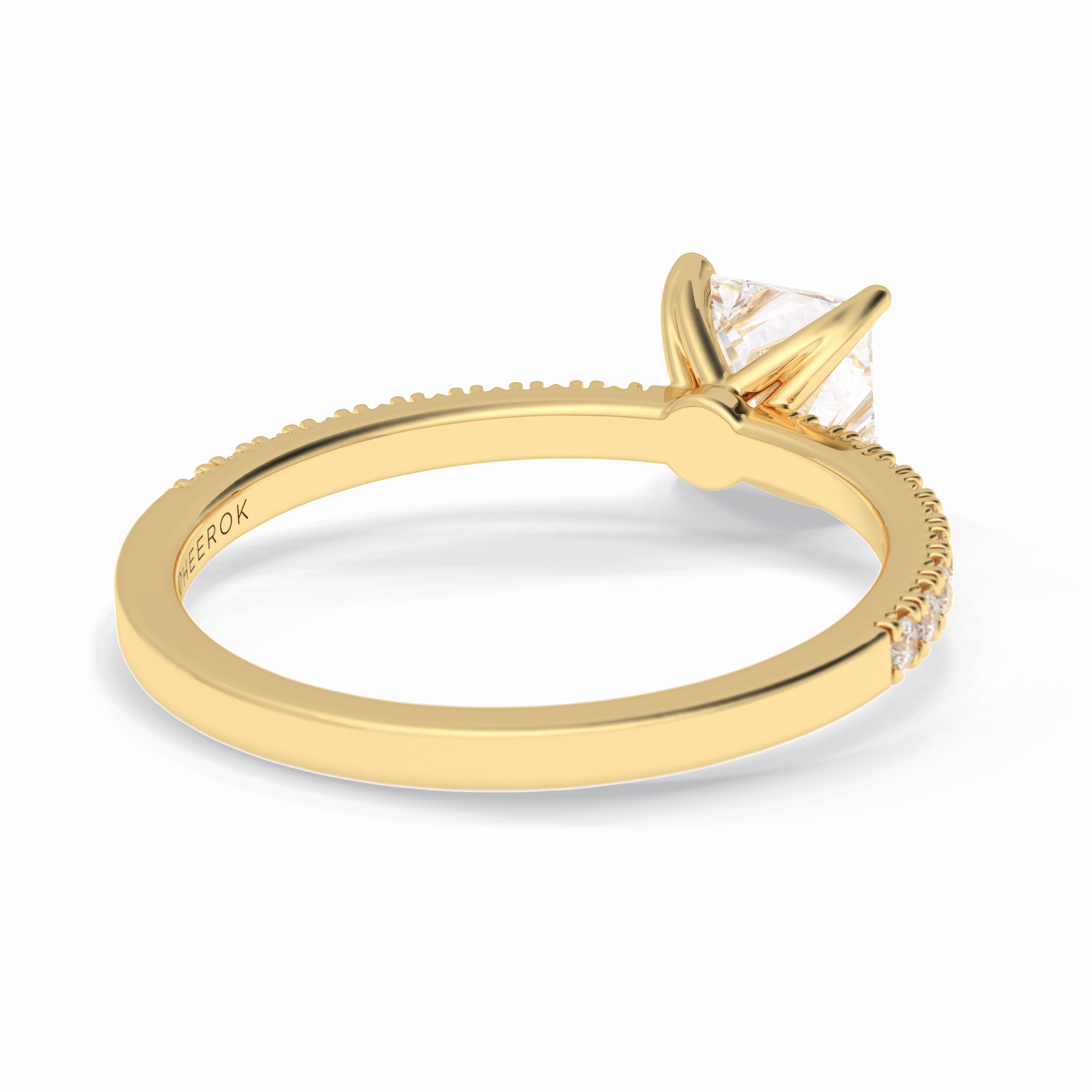 Gleaming Pinnacle 0.75 Carat Princess VS1 Lab-Grown Pave Engagement Ring in 18K Yellow Gold 