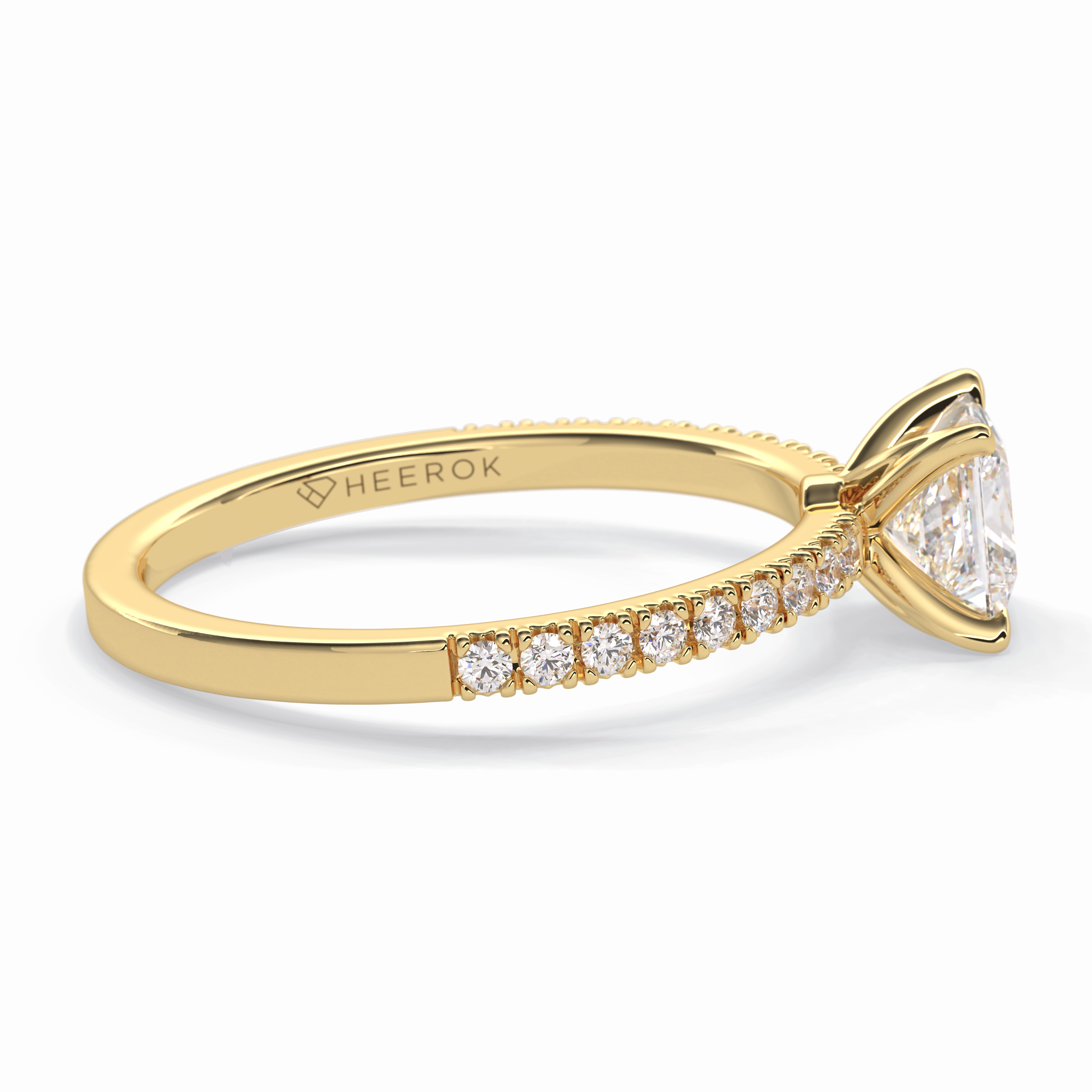 Gleaming Pinnacle 0.75 Carat Princess VS1 Lab-Grown Pave Engagement Ring in 18K Yellow Gold 