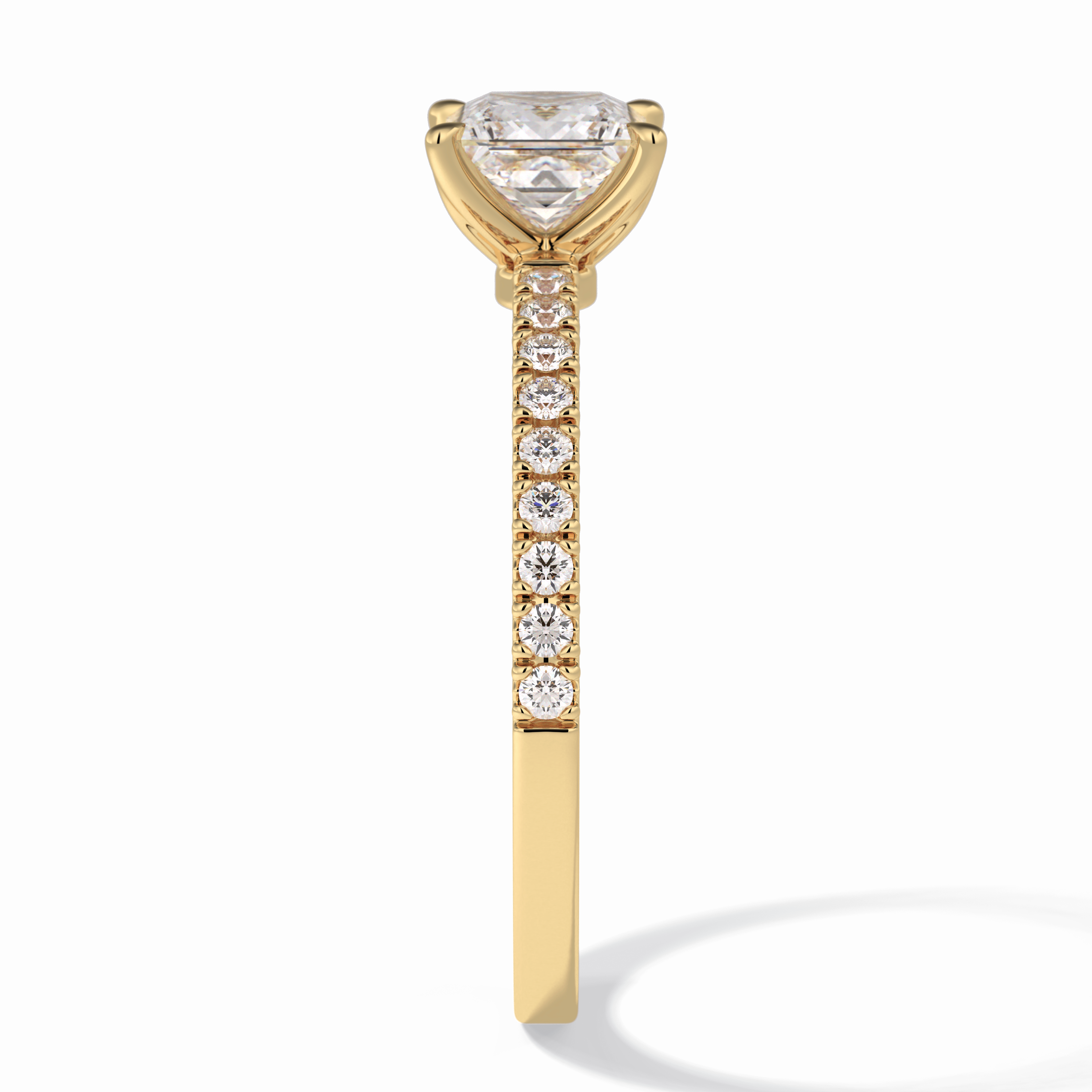 Gleaming Pinnacle 0.75 Carat Princess VS1 Lab-Grown Pave Engagement Ring in 18K Yellow Gold 
