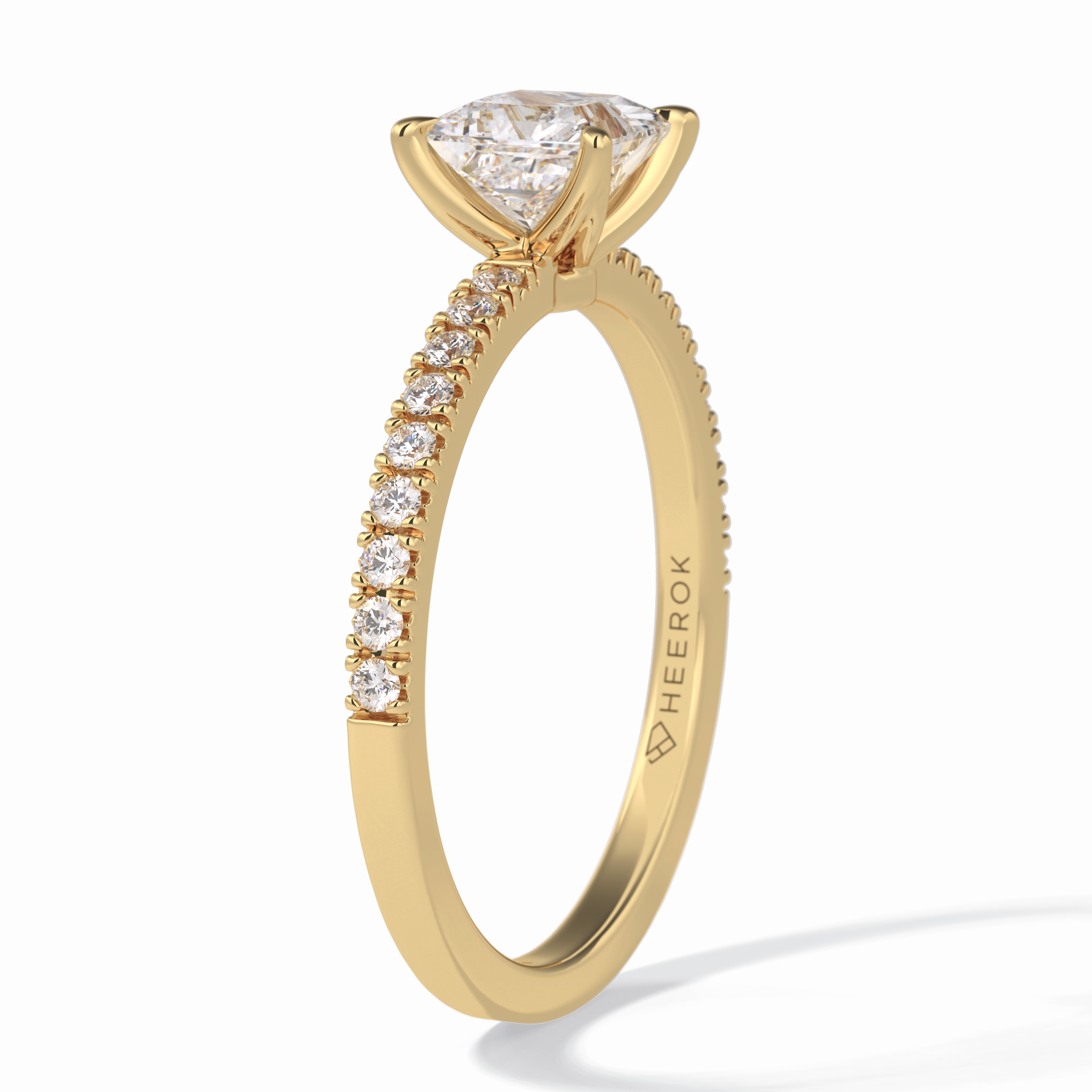 Gleaming Pinnacle 0.75 Carat Princess VS1 Lab-Grown Pave Engagement Ring in 18K Yellow Gold 
