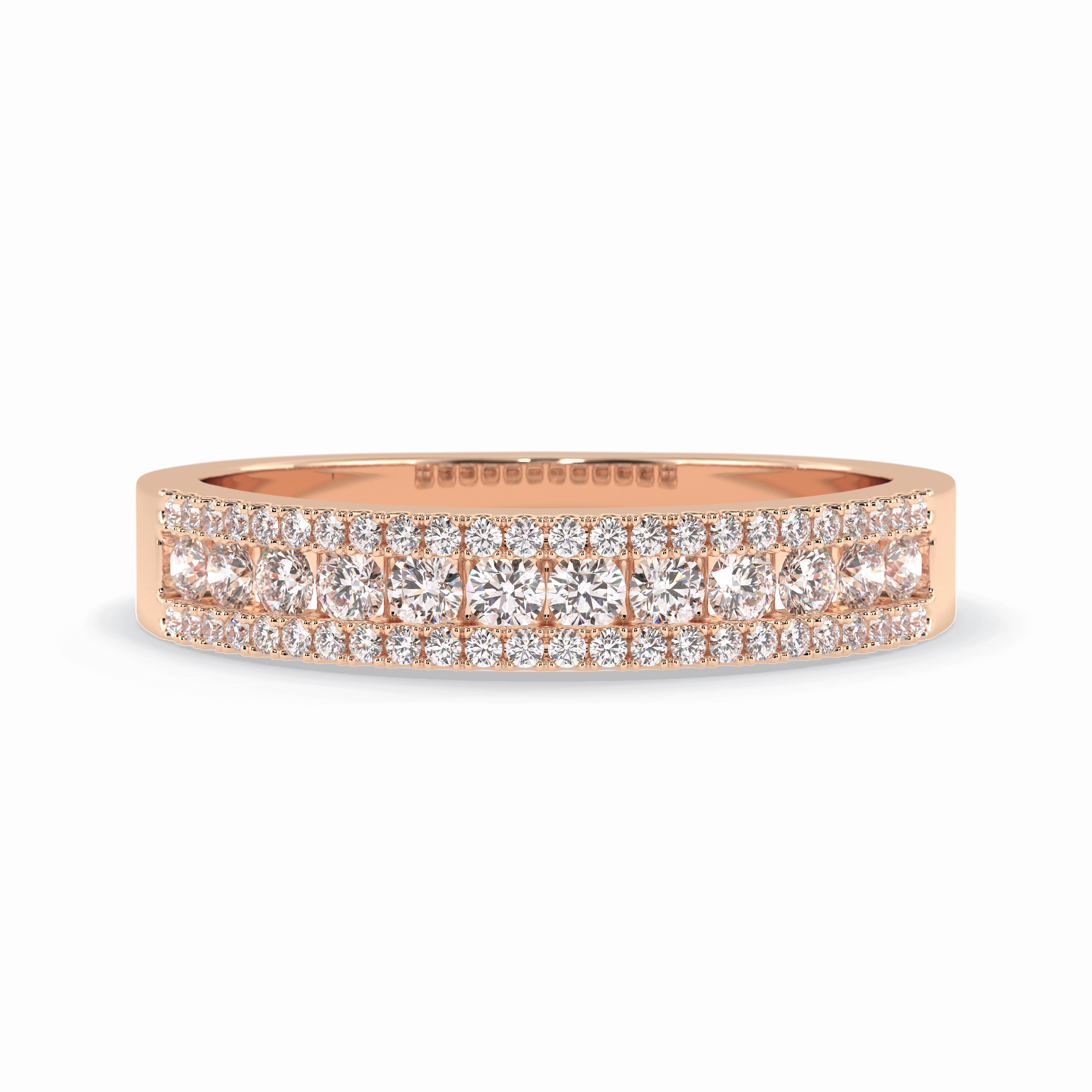 Glimmer Row 0.60 Carat Round VS1 Lab-Grown Wedding Band in 18K Rose Gold