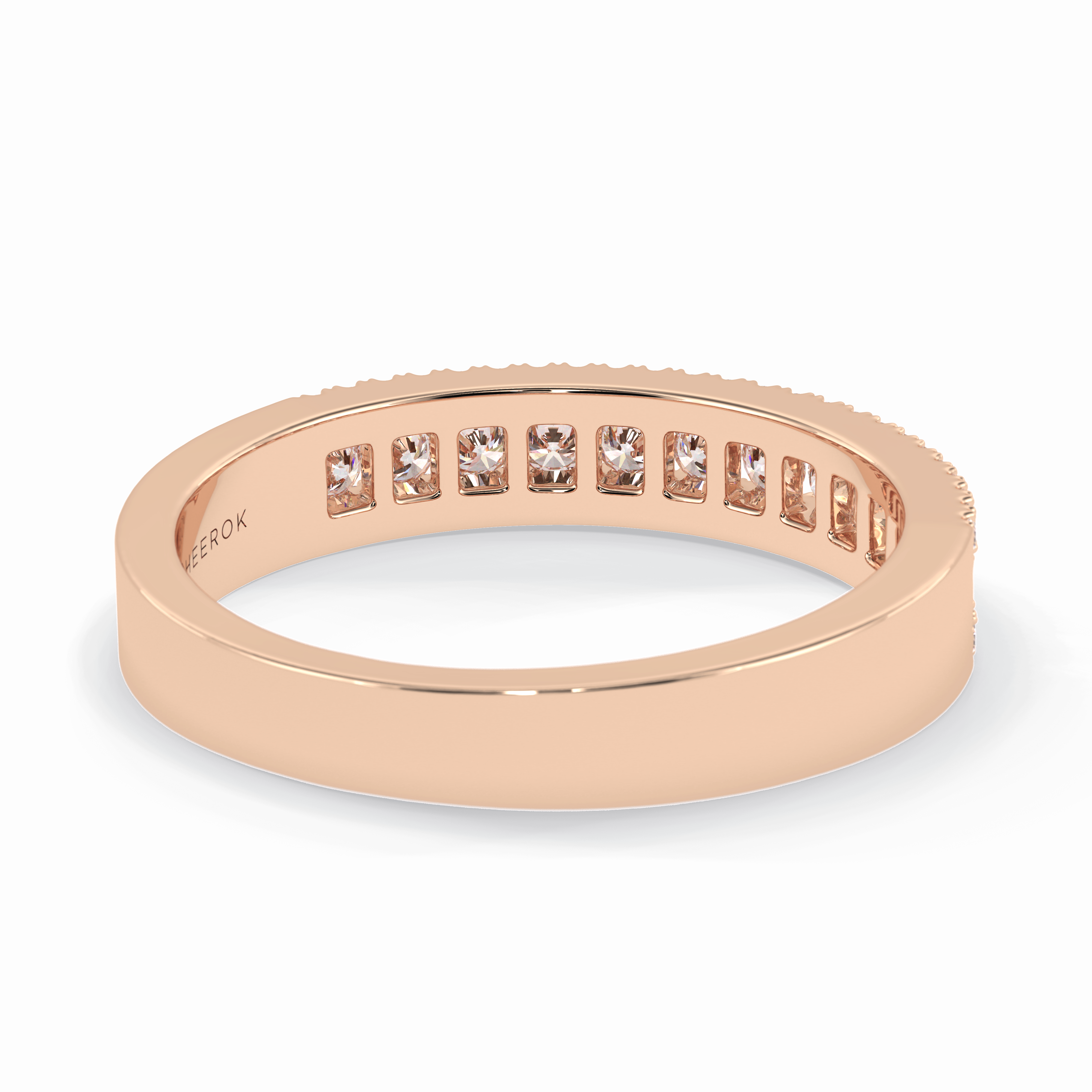 Glimmer Row 0.60 Carat Round VS1 Lab-Grown Wedding Band in 18K Rose Gold 