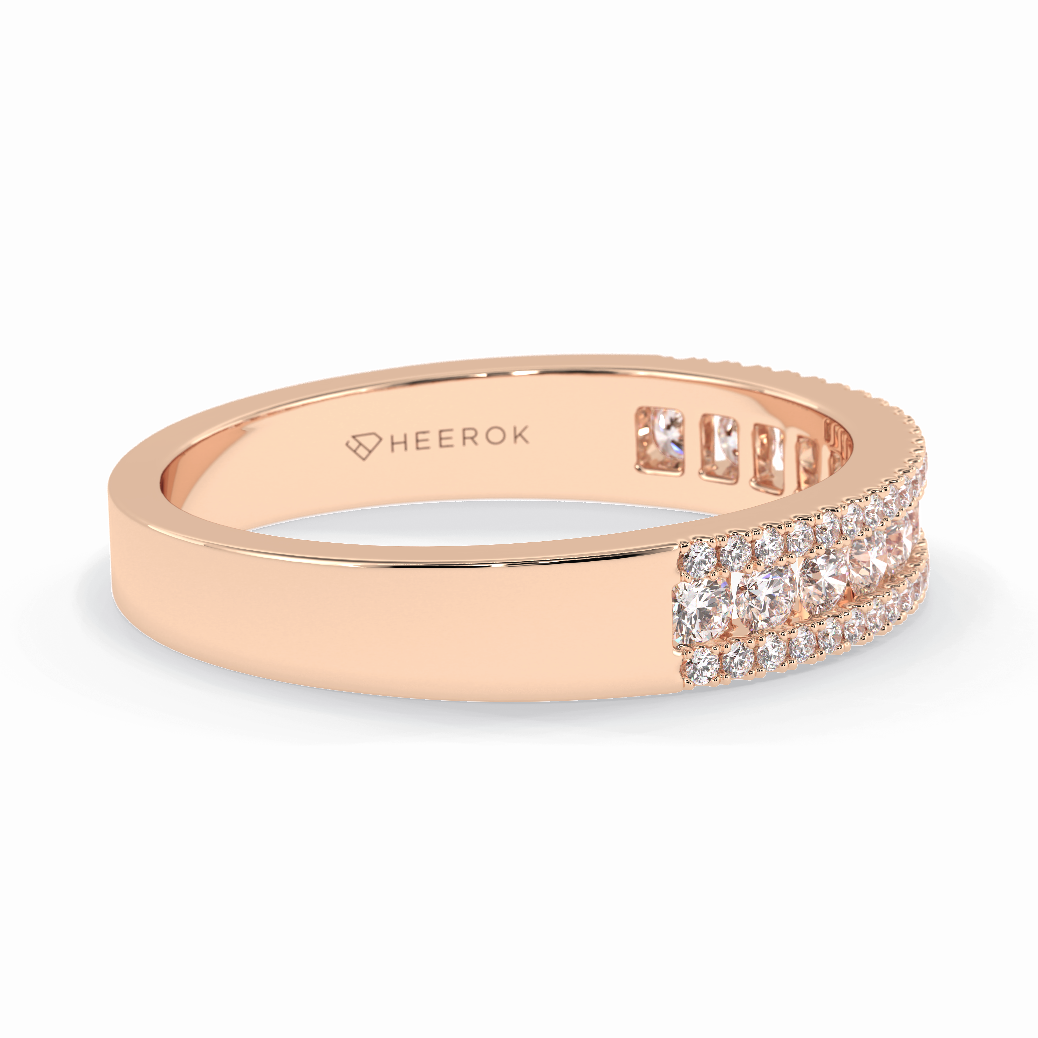 Glimmer Row 0.60 Carat Round VS1 Lab-Grown Wedding Band in 18K Rose Gold 