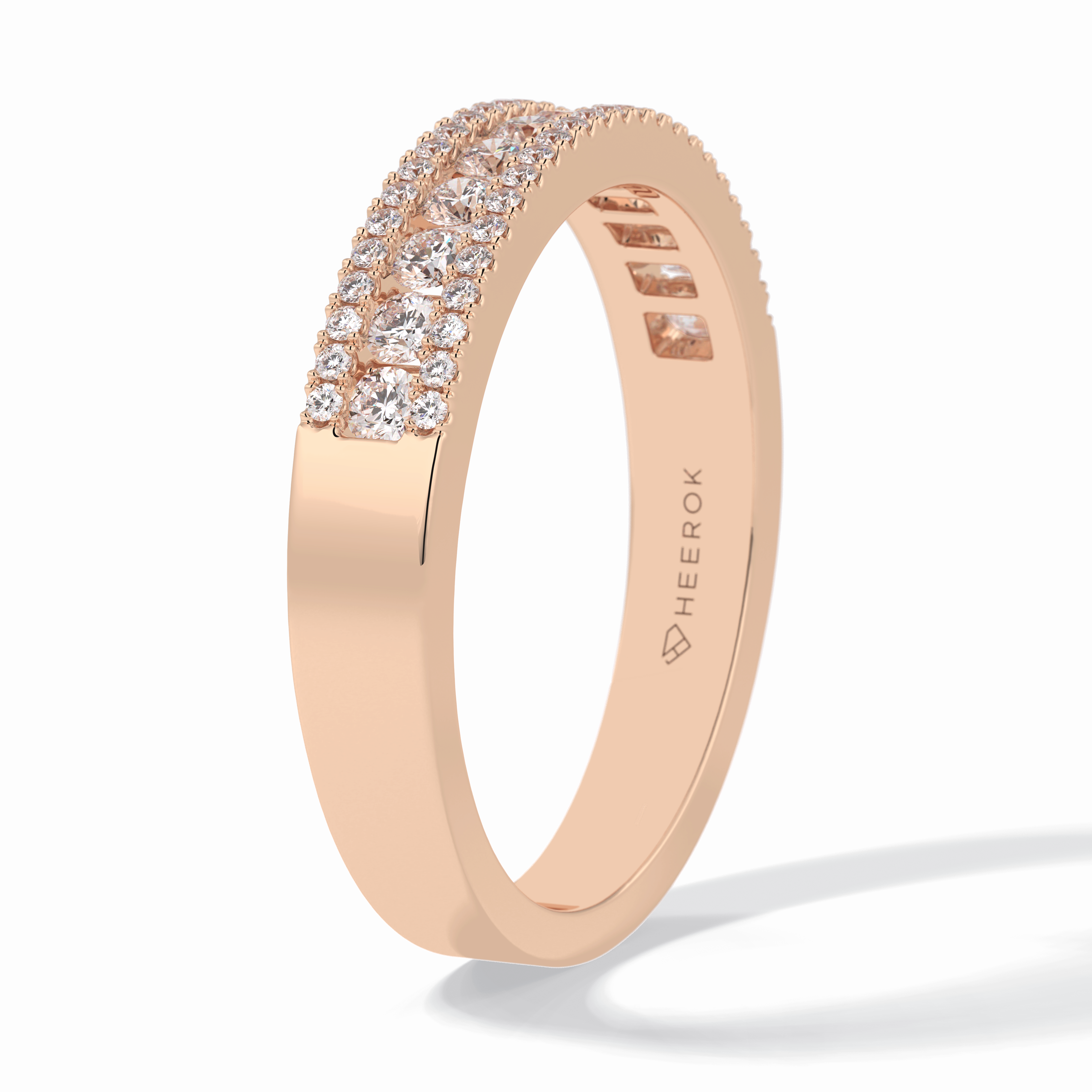 Glimmer Row 0.60 Carat Round VS1 Lab-Grown Wedding Band in 18K Rose Gold