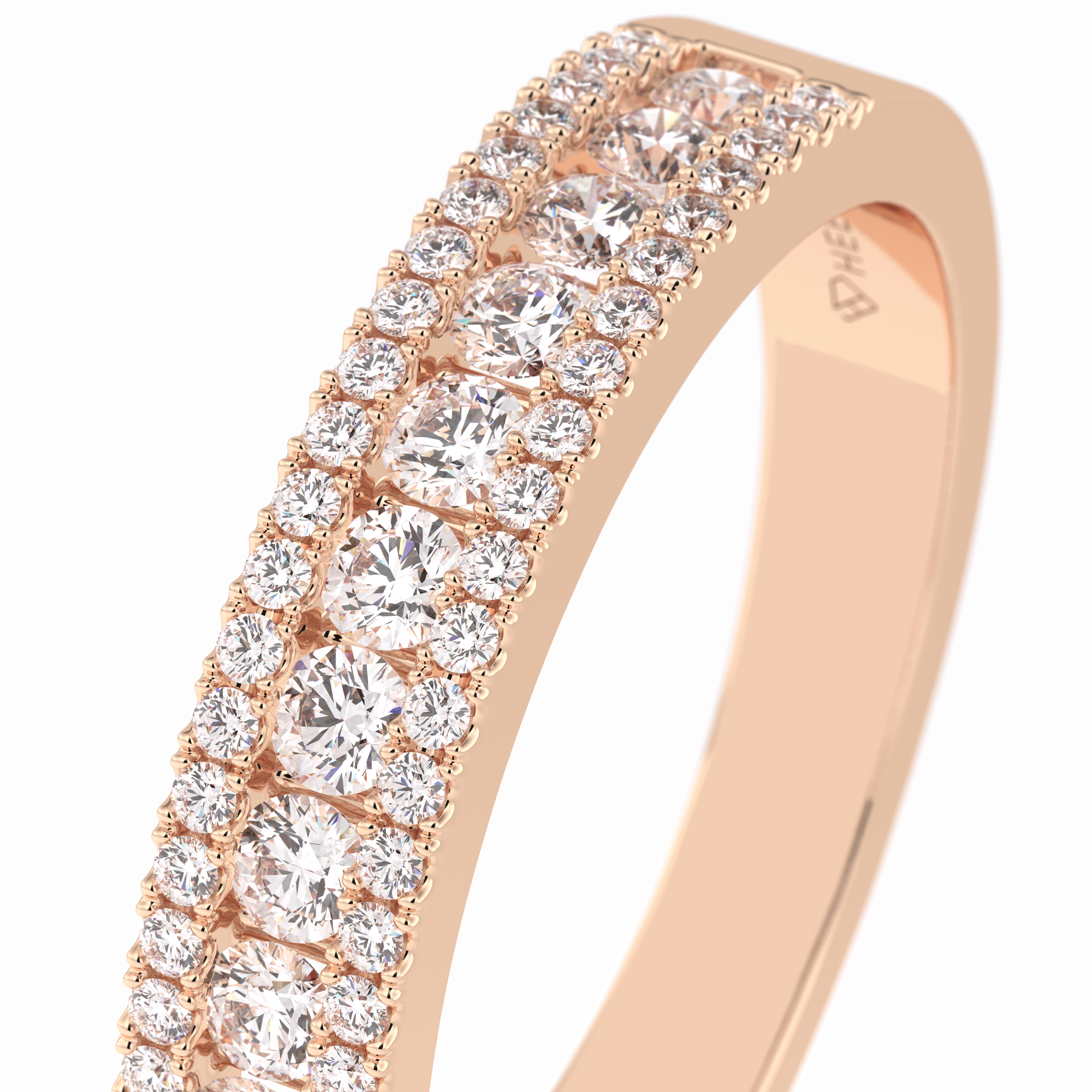 Glimmer Row 0.60 Carat Round VS1 Lab-Grown Wedding Band in 18K Rose Gold