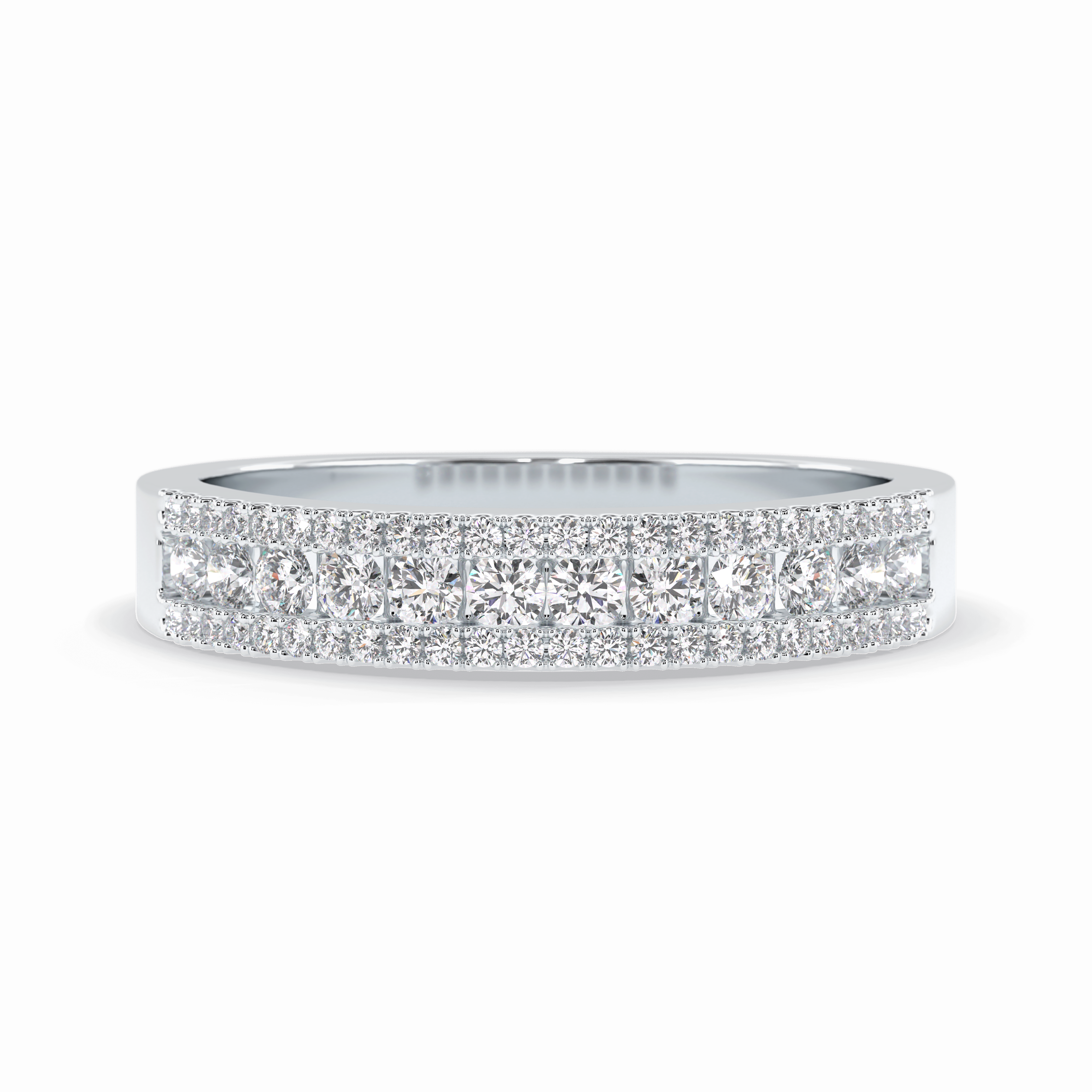 Glimmer Row 0.60 Carat Round VS1 Lab-Grown Wedding Band in 18K White Gold 