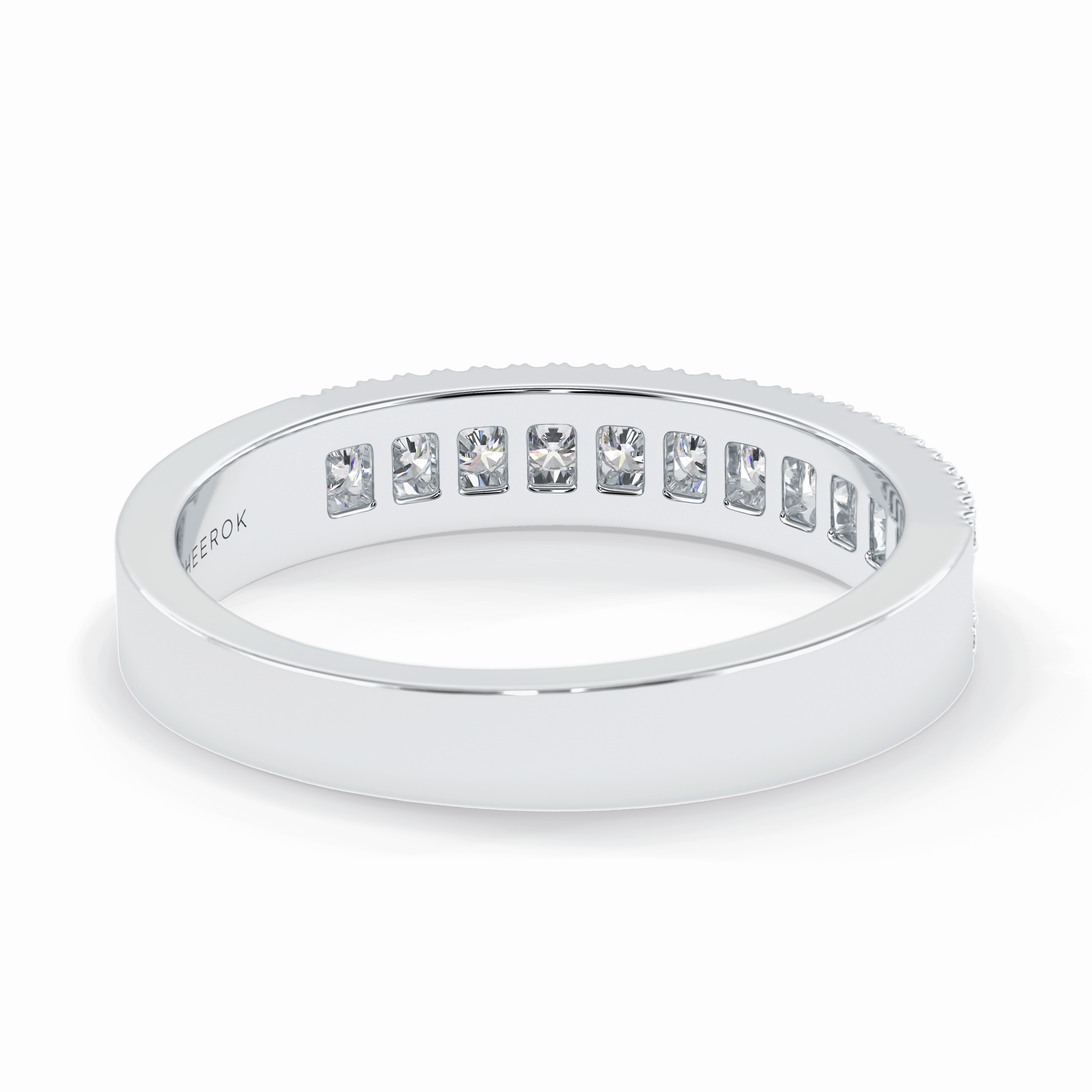Glimmer Row 0.60 Carat Round VS1 Lab-Grown Wedding Band in 18K White Gold