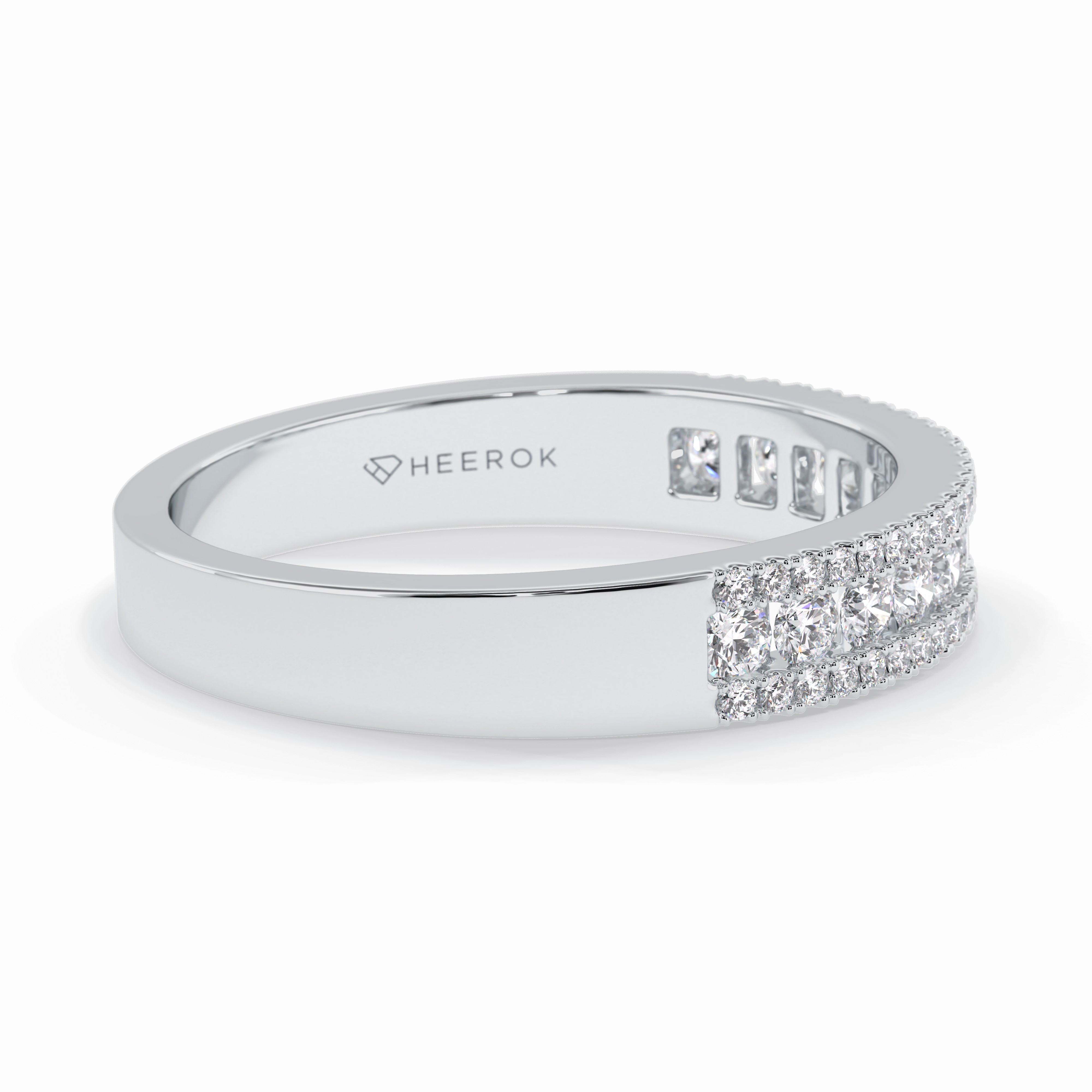 Glimmer Row 0.60 Carat Round VS1 Lab-Grown Wedding Band in 18K White Gold