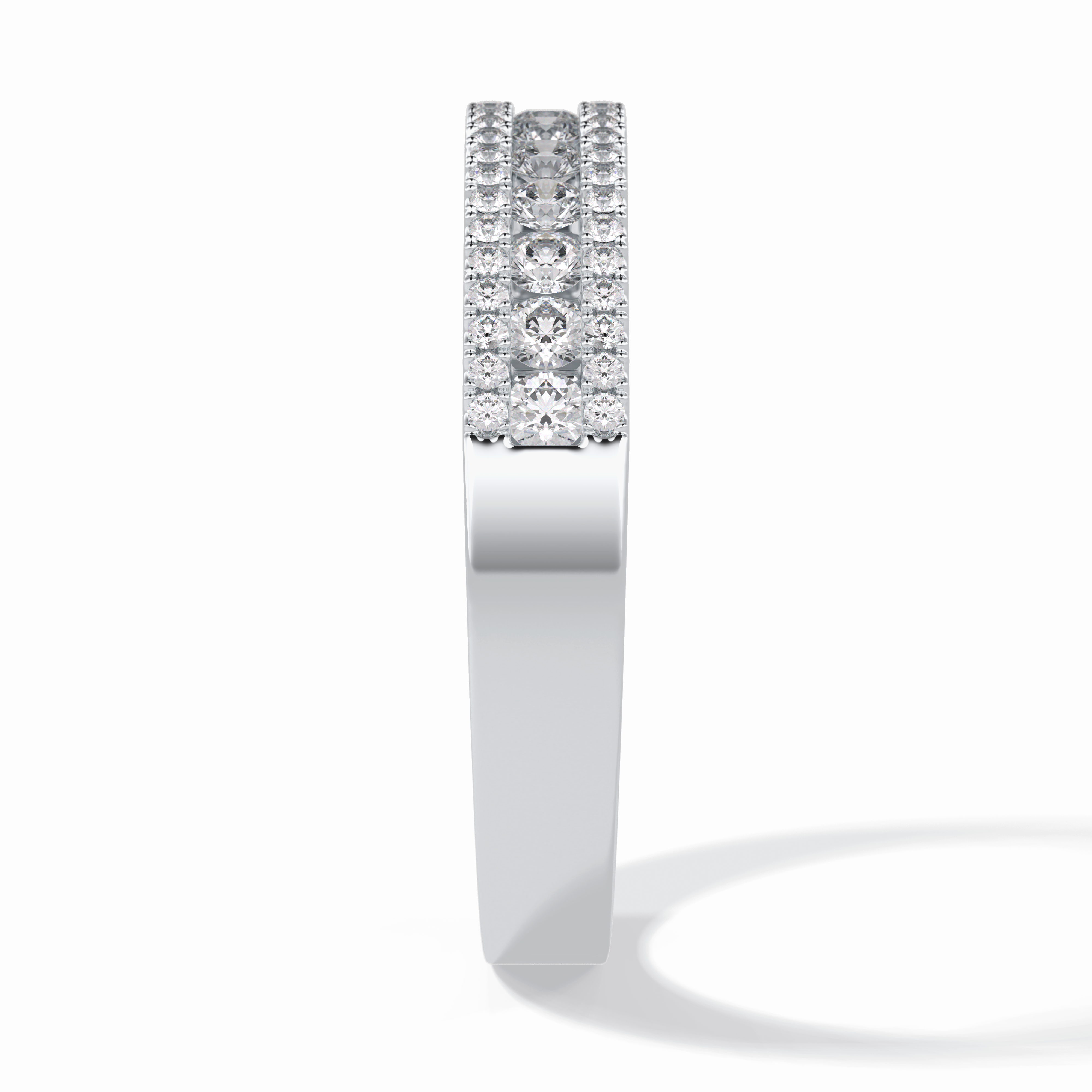 Glimmer Row 0.60 Carat Round VS1 Lab-Grown Wedding Band in 18K White Gold