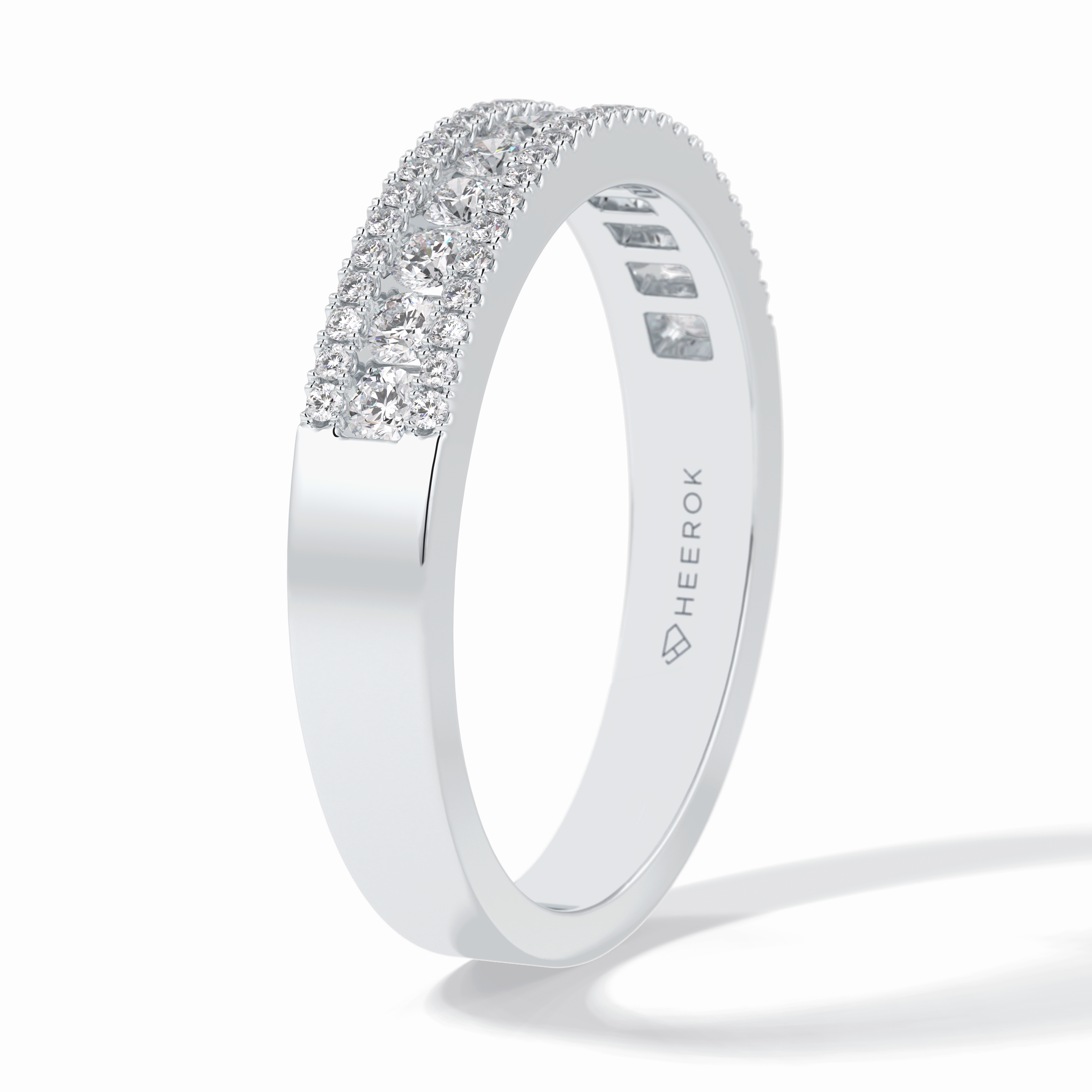 Glimmer Row 0.60 Carat Round VS1 Lab-Grown Wedding Band in 18K White Gold