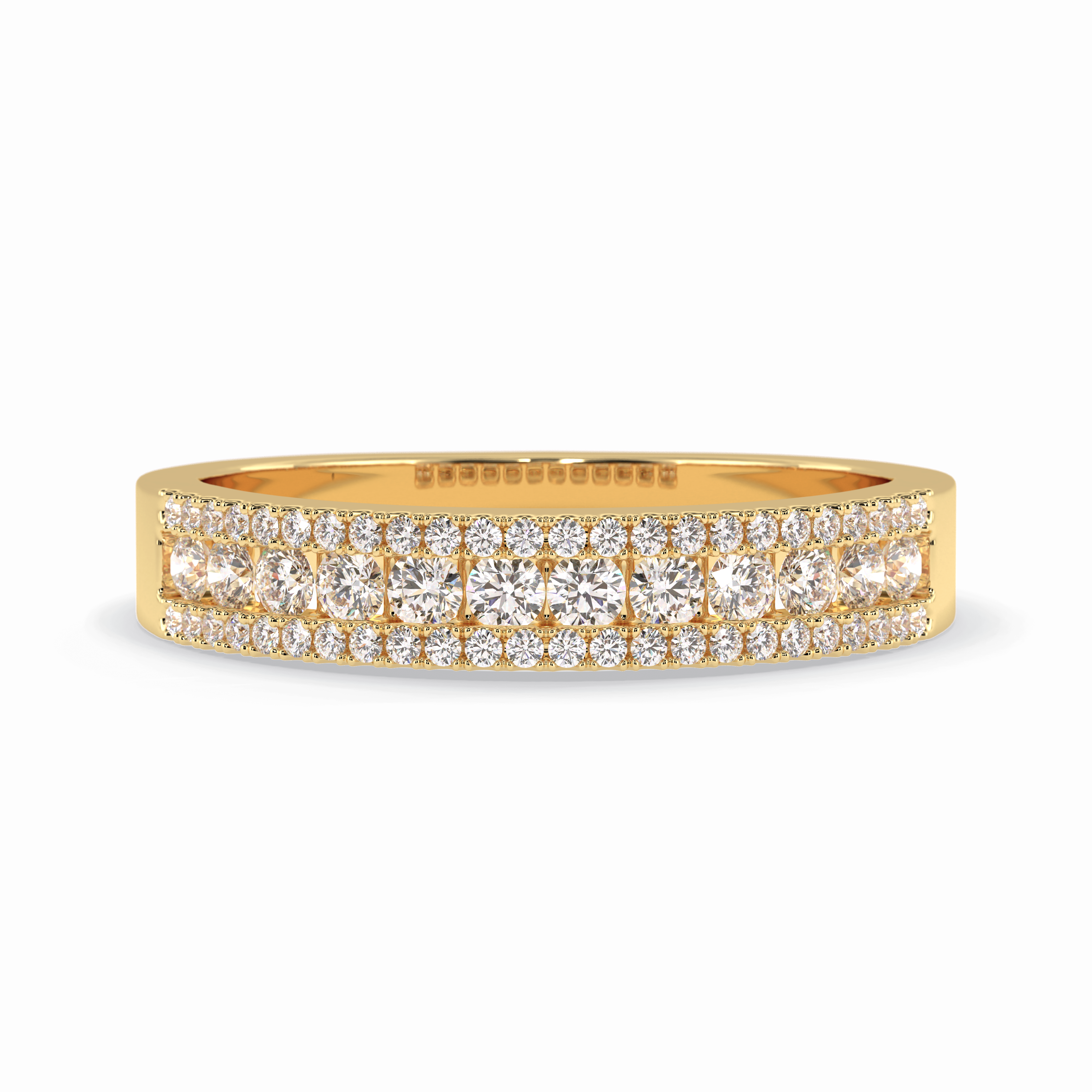 Glimmer Row 0.60 Carat Round VS1 Lab-Grown Wedding Band in 18K Yellow Gold 
