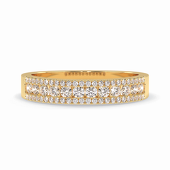 Glimmer Row 0.60 Carat Round VS1 Lab-Grown Wedding Band in 18K Yellow Gold 