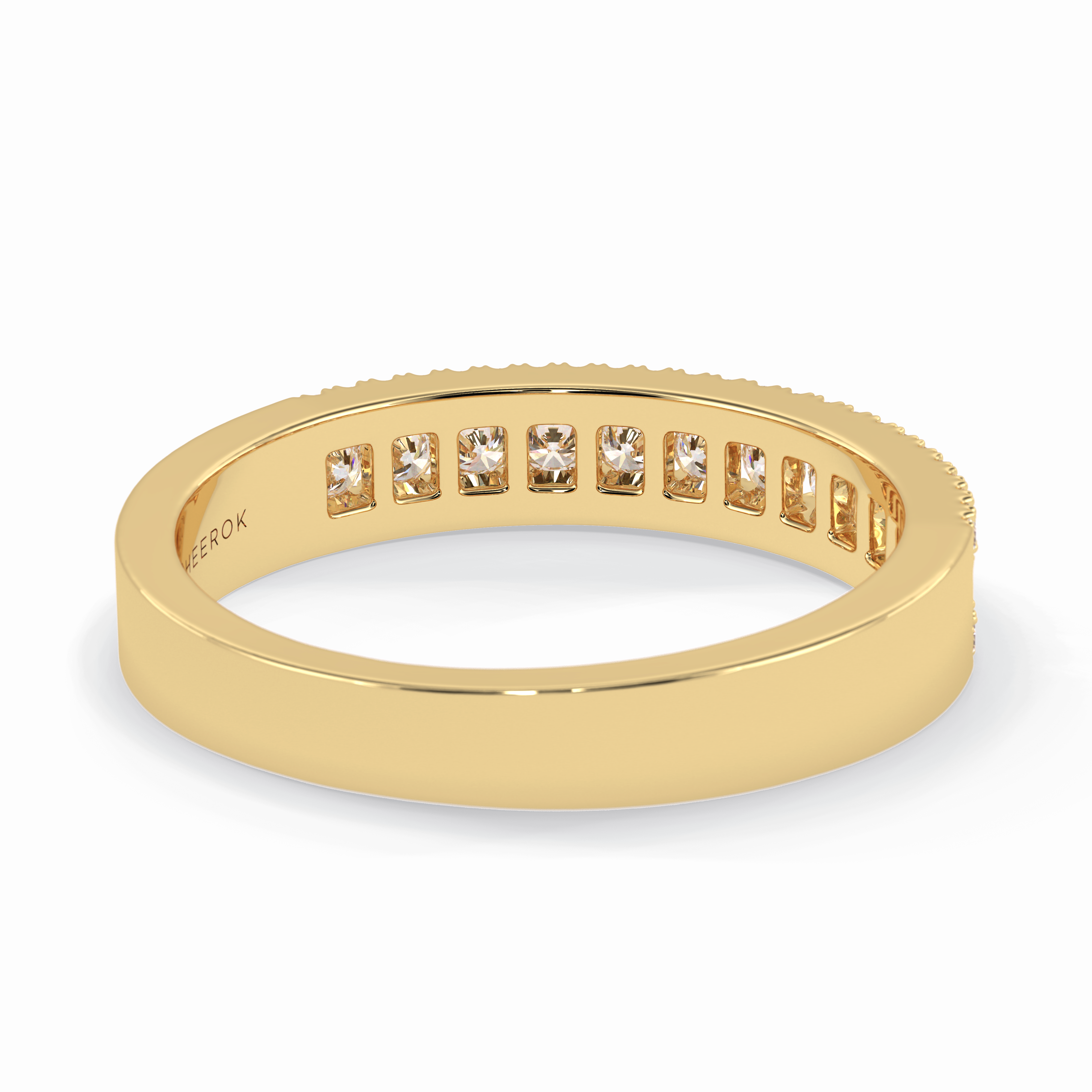 Glimmer Row 0.60 Carat Round VS1 Lab-Grown Wedding Band in 18K Yellow Gold