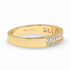 Glimmer Row 0.60 Carat Round VS1 Lab-Grown Wedding Band in 18K Yellow Gold