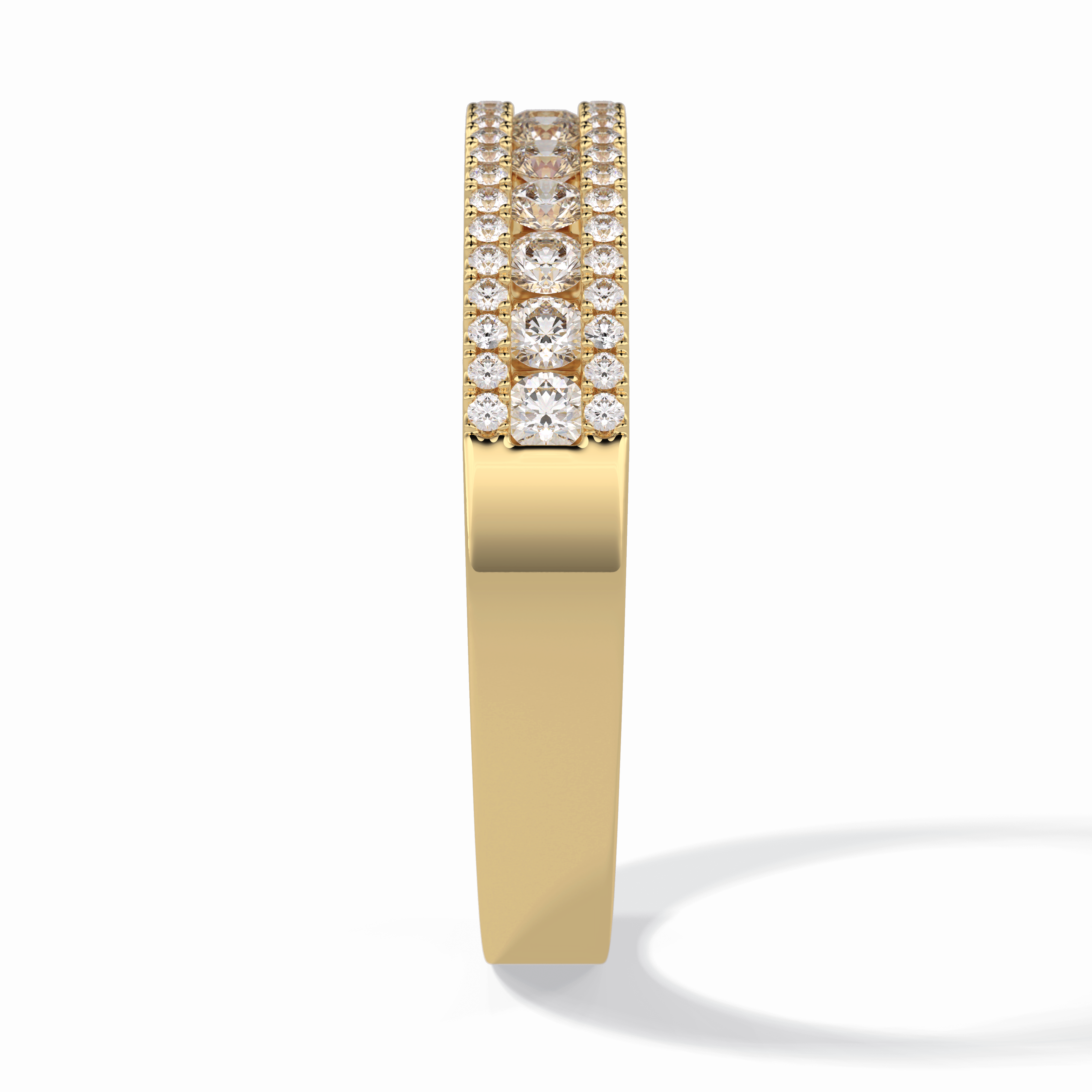 Glimmer Row 0.60 Carat Round VS1 Lab-Grown Wedding Band in 18K Yellow Gold