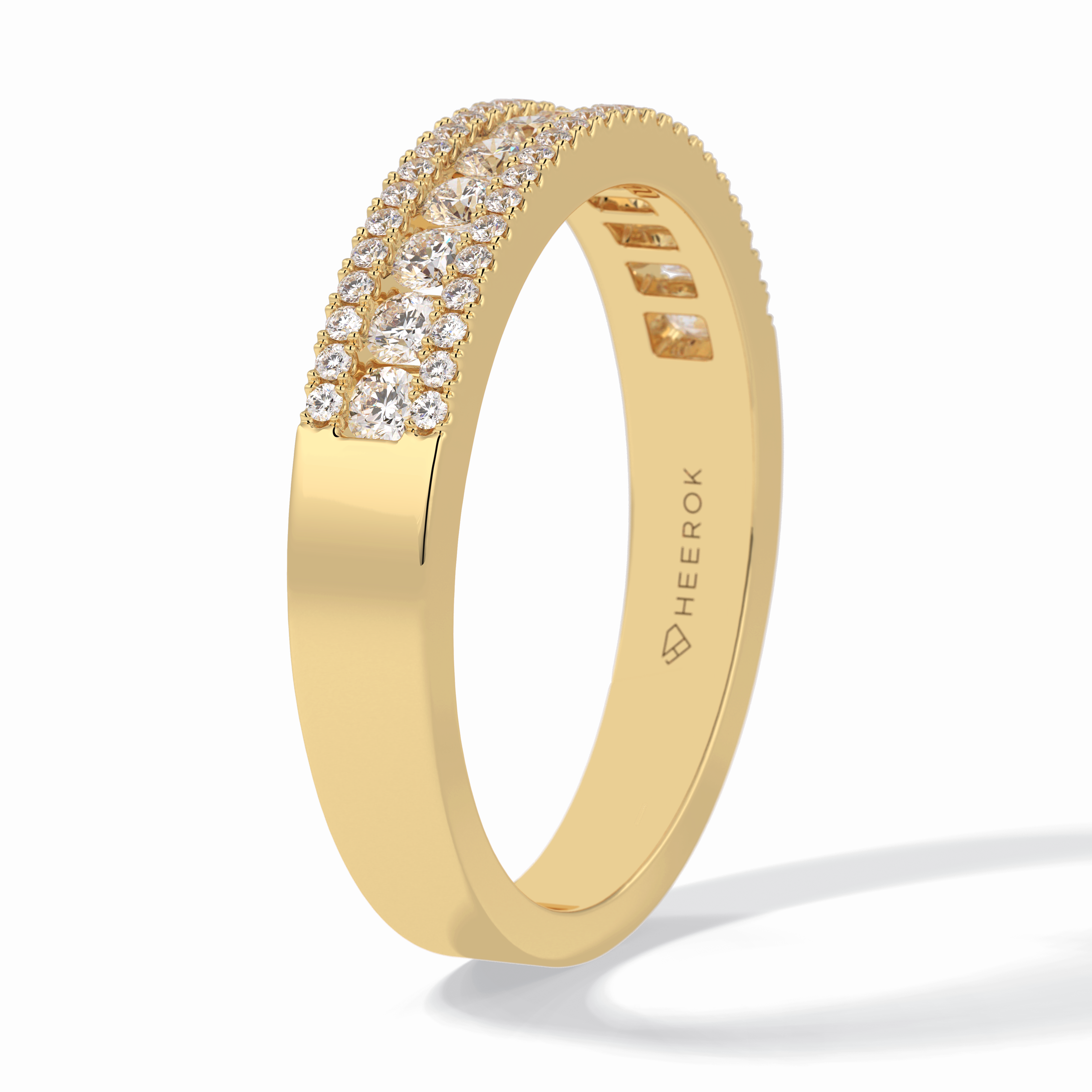Glimmer Row 0.60 Carat Round VS1 Lab-Grown Wedding Band in 18K Yellow Gold