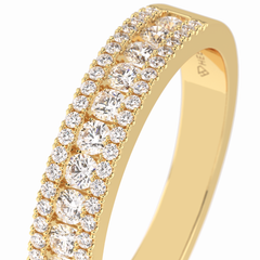 Glimmer Row 0.60 Carat Round VS1 Lab-Grown Wedding Band in 18K Yellow Gold