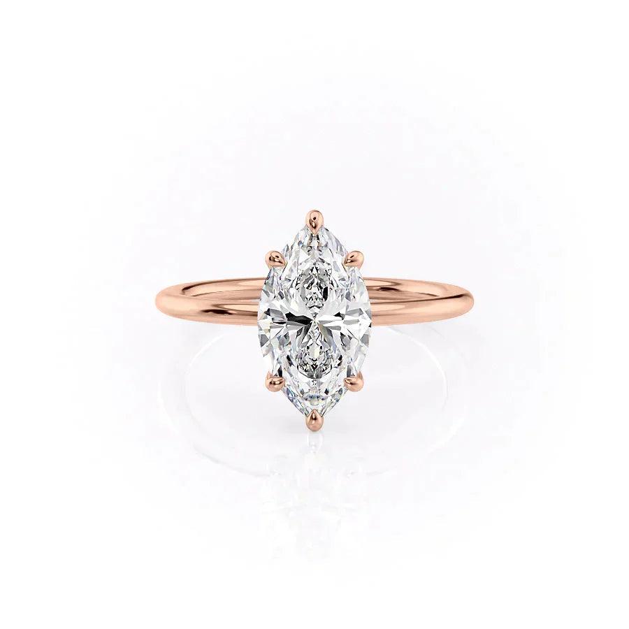Graceful Marquise 2.04 Carat VVS1 Lab-Grown Solitaire Engagement Ring in 18K Rose Gold Front View
