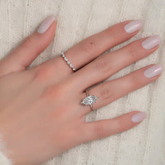 Graceful Marquise 2.04 Carat VVS1 Lab-Grown Solitaire Engagement Ring in 18K White Gold Finger View