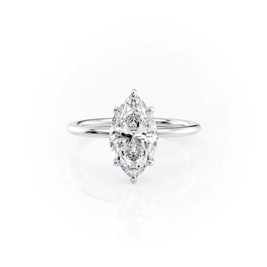 Graceful Marquise 2.04 Carat VVS1 Lab-Grown Solitaire Engagement Ring in 18K White Gold Front View