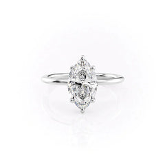 Graceful Marquise 2.04 Carat VVS1 Lab-Grown Solitaire Engagement Ring in 18K White Gold Front View