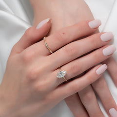 Graceful Marquise 2.04 Carat VVS1 Lab-Grown Solitaire Engagement Ring in 18K Yellow Gold Finger Front View 2