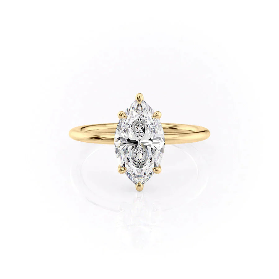 Graceful Marquise 2.04 Carat VVS1 Lab-Grown Solitaire Engagement Ring in 18K Yellow Gold Front View