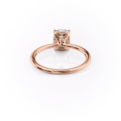 Halcyon Curve 2.10 Carat VVS Lab-Grown Elongated Cushion Hidden Halo Pave Engagement Ring in 18K Rose Gold Back View