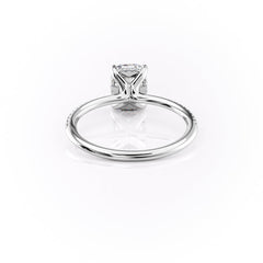 Halcyon Curve 2.10 Carat VVS Lab-Grown Elongated Cushion Hidden Halo Pave Engagement Ring in 18K White Gold Back View
