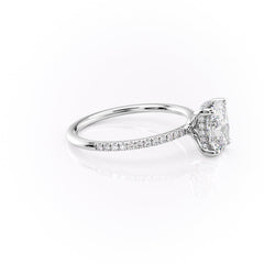 Halcyon Curve 2.10 Carat VVS Lab-Grown Elongated Cushion Hidden Halo Pave Engagement Ring in 18K White Gold Right View