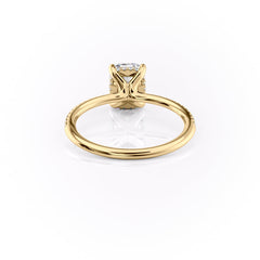 Halcyon Curve 2.10 Carat VVS Lab-Grown Elongated Cushion Hidden Halo Pave Engagement Ring in 18K Yellow Gold Back View