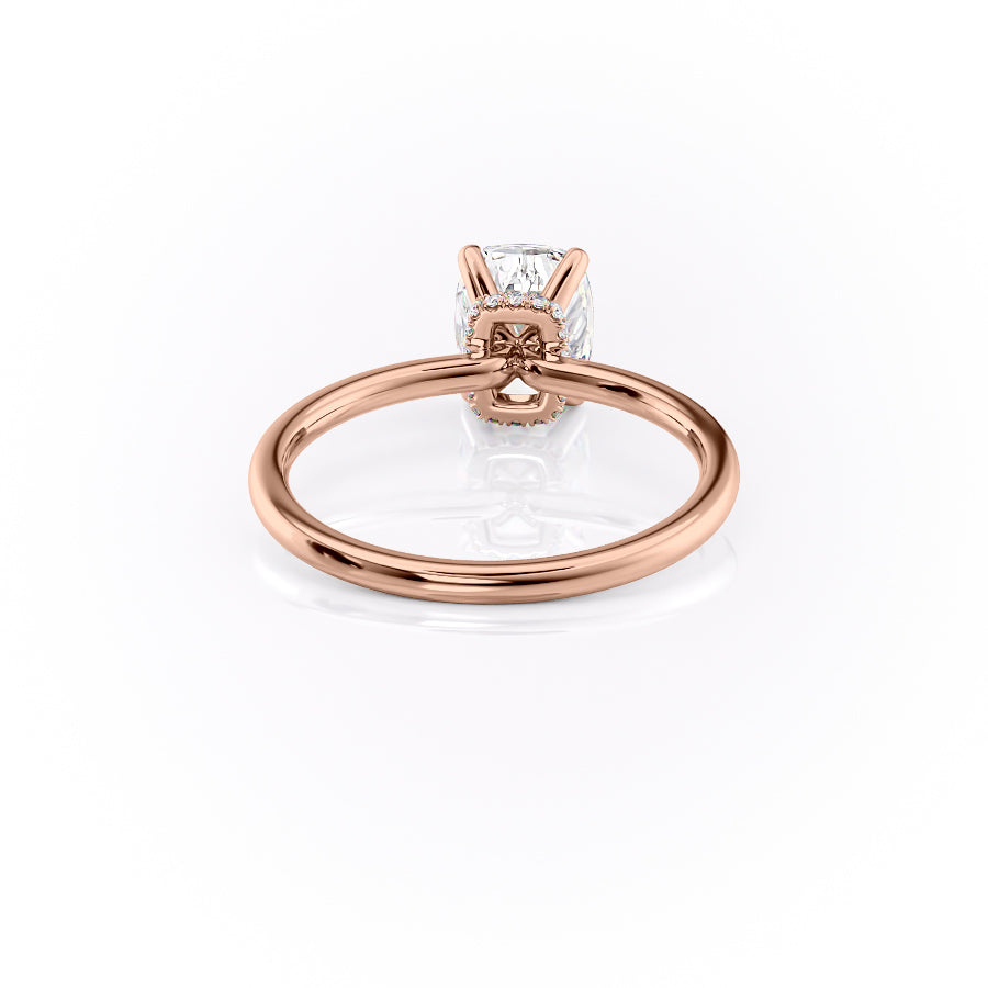 Heavenly Drift Elongated Cushion 2.50 Carat VVS1 Lab-Grown Hidden Halo Engagement Ring in 18K Rose Gold Back View