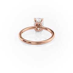 Heavenly Drift Elongated Cushion 2.50 Carat VVS1 Lab-Grown Hidden Halo Engagement Ring in 18K Rose Gold Back View