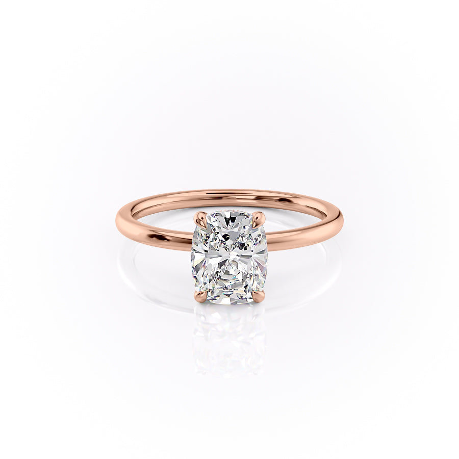 Heavenly Drift Elongated Cushion 2.50 Carat VVS1 Lab-Grown Hidden Halo Engagement Ring in 18K Rose Gold Front View