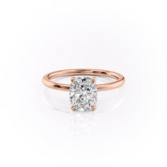 Heavenly Drift Elongated Cushion 2.50 Carat VVS1 Lab-Grown Hidden Halo Engagement Ring in 18K Rose Gold Front View