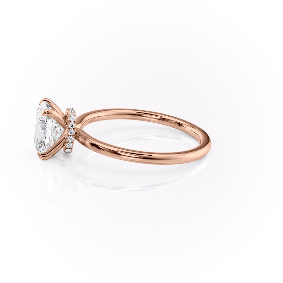 Heavenly Drift Elongated Cushion 2.50 Carat VVS1 Lab-Grown Hidden Halo Engagement Ring in 18K Rose Gold Left View