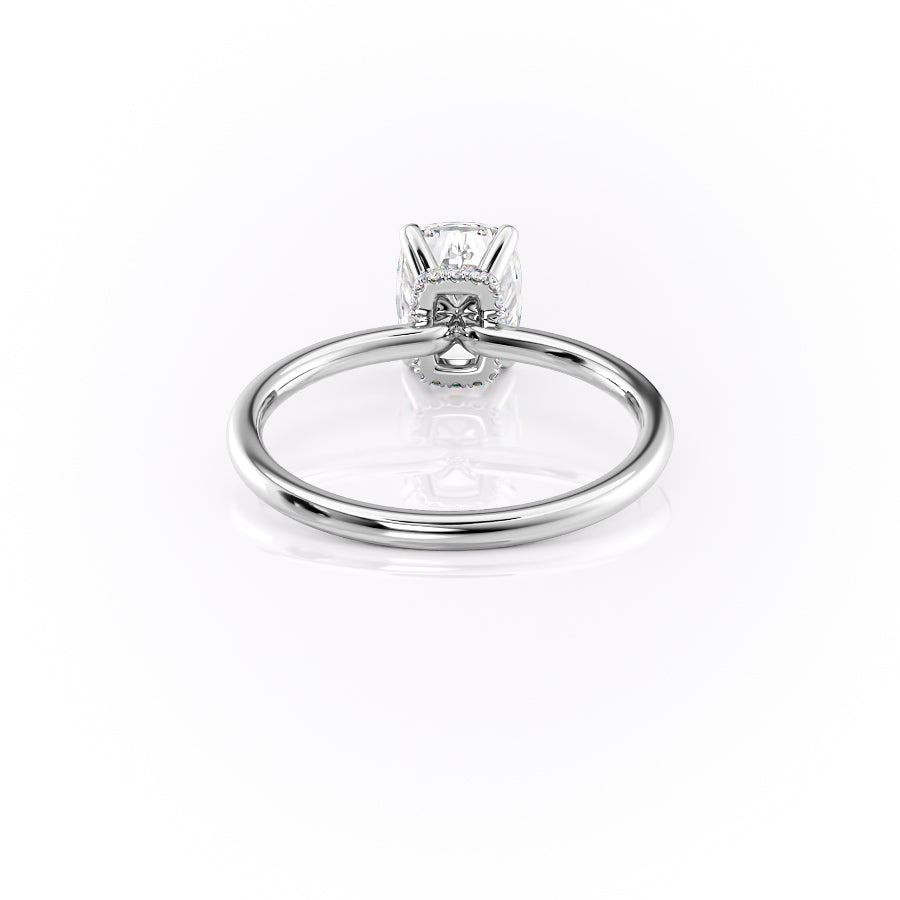 Heavenly Drift Elongated Cushion 2.50 Carat VVS1 Lab-Grown Hidden Halo Engagement Ring in 18K White Gold Back View