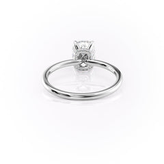 Heavenly Drift Elongated Cushion 2.50 Carat VVS1 Lab-Grown Hidden Halo Engagement Ring in 18K White Gold Back View