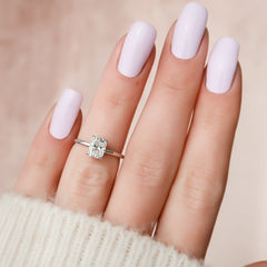 Heavenly Drift Elongated Cushion 2.50 Carat VVS1 Lab-Grown Hidden Halo Engagement Ring in 18K White Gold Finger View