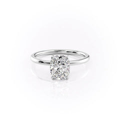 Heavenly Drift Elongated Cushion 2.50 Carat VVS1 Lab-Grown Hidden Halo Engagement Ring in 18K White Gold Front View