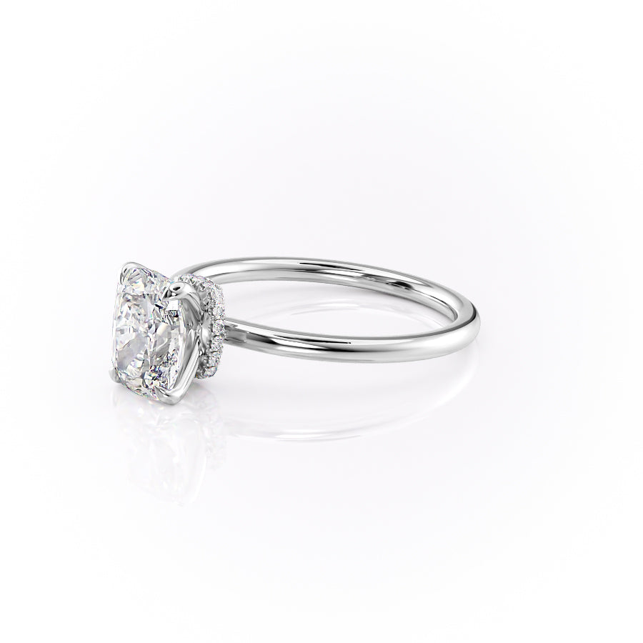 Heavenly Drift Elongated Cushion 2.50 Carat VVS1 Lab-Grown Hidden Halo Engagement Ring in 18K White Gold Left View