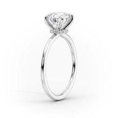 Heavenly Drift Elongated Cushion 2.50 Carat VVS1 Lab-Grown Hidden Halo Engagement Ring in 18K White Gold Standing View