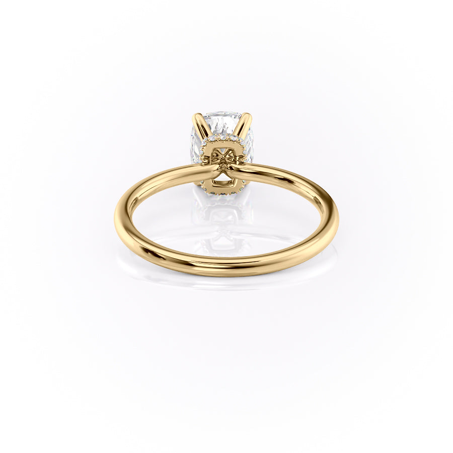 Heavenly Drift Elongated Cushion 2.50 Carat VVS1 Lab-Grown Hidden Halo Engagement Ring in 18K Yellow Gold Back View