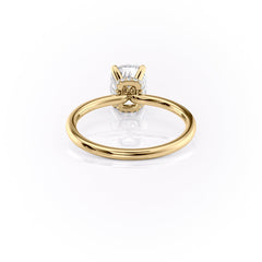 Heavenly Drift Elongated Cushion 2.50 Carat VVS1 Lab-Grown Hidden Halo Engagement Ring in 18K Yellow Gold Back View