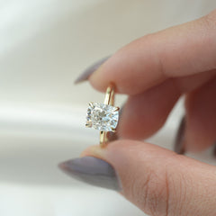 Heavenly Drift Elongated Cushion 2.50 Carat VVS1 Lab-Grown Hidden Halo Engagement Ring in 18K Yellow Gold Closeup View