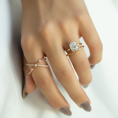 Heavenly Drift Elongated Cushion 2.50 Carat VVS1 Lab-Grown Hidden Halo Engagement Ring in 18K Yellow Gold Hand View