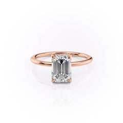 Heliora 1.97 Carat VVS Lab-Grown Emerald Hidden Halo Engagement Ring in 18K Rose Gold Front View 