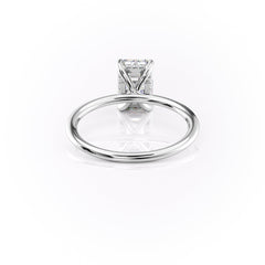 Heliora 1.97 Carat VVS Lab-Grown Emerald Hidden Halo Engagement Ring in 18K White Gold Back View 