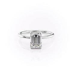 Heliora 1.97 Carat VVS Lab-Grown Emerald Hidden Halo Engagement Ring in 18K White Gold Front View